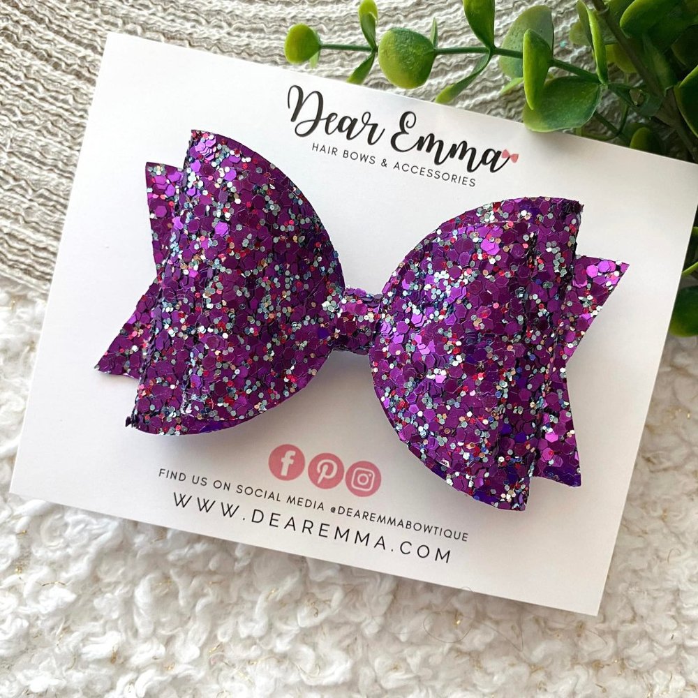 Purple Sequin Chunky Glitter Hair Bow